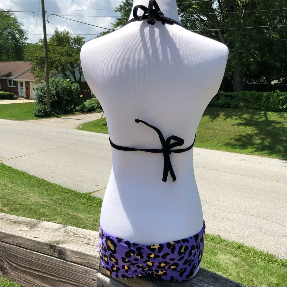 - Metallic Purple Leopard Triangle Bikini Set SZ S! NEW!